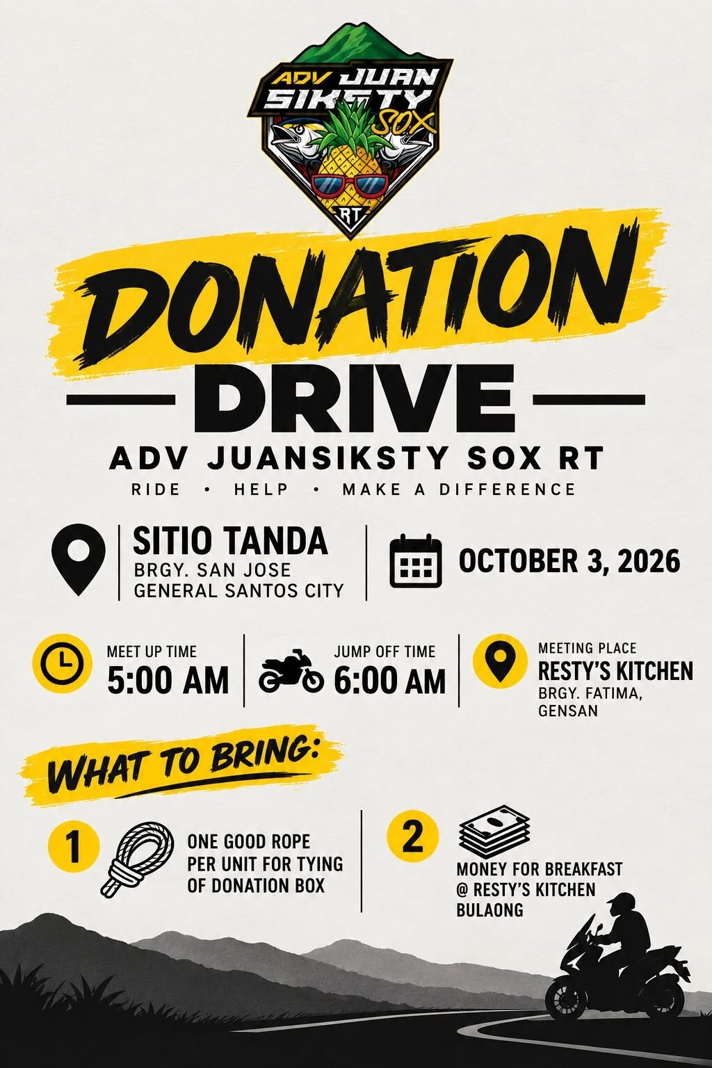ADV JUANSIKSTY SOX RT DONATION DRIVE